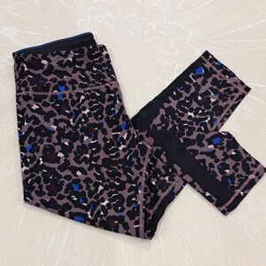 Calvin Klein Performance Leopard Print Leggings - Black and Blue
